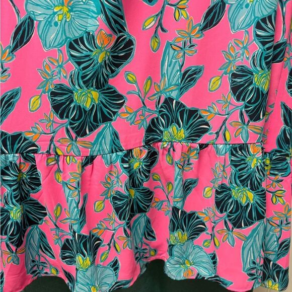 NWOT Lilly Pulitzer Lucee Long Sleeve Dress "Pink Isle Blooming For You" Sz L - Picture 7 of 8